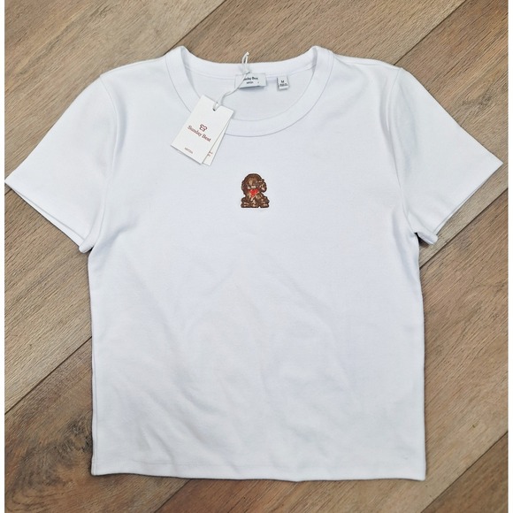 Sunday Best by Aritzia Tops - Sunday Best Aritzia White Embroidered Poodle T-Shirt Womens Size Medium NWT